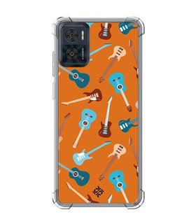 Funda Antigolpe [ Motorola Moto E22 ] Diseño Música [ Tipos de Guitarra ] Esquina Reforzada 1.5mm