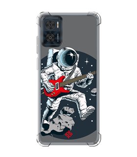 Funda Antigolpe [ Motorola Moto E22 ] Diseño Música [ Guitarrista Espacial ] Esquina Reforzada Silicona