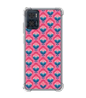 Funda Antigolpe [ Motorola Moto E22 ] Dibujos Retro [ Algodones Rosa - Caleidoscopio ] Esquina Reforzada Silicona