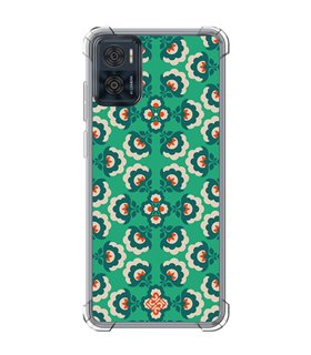 Funda Antigolpe [ Motorola Moto E22 ] Dibujos Retro [ Algodones Verdes - Caleidoscopio ] Esquina Reforzada