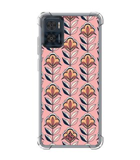 Funda Antigolpe [ Motorola Moto E22 ] Dibujos Retro [ Planta con Fondo Rosa - Retro ] Esquina Reforzada Silicona