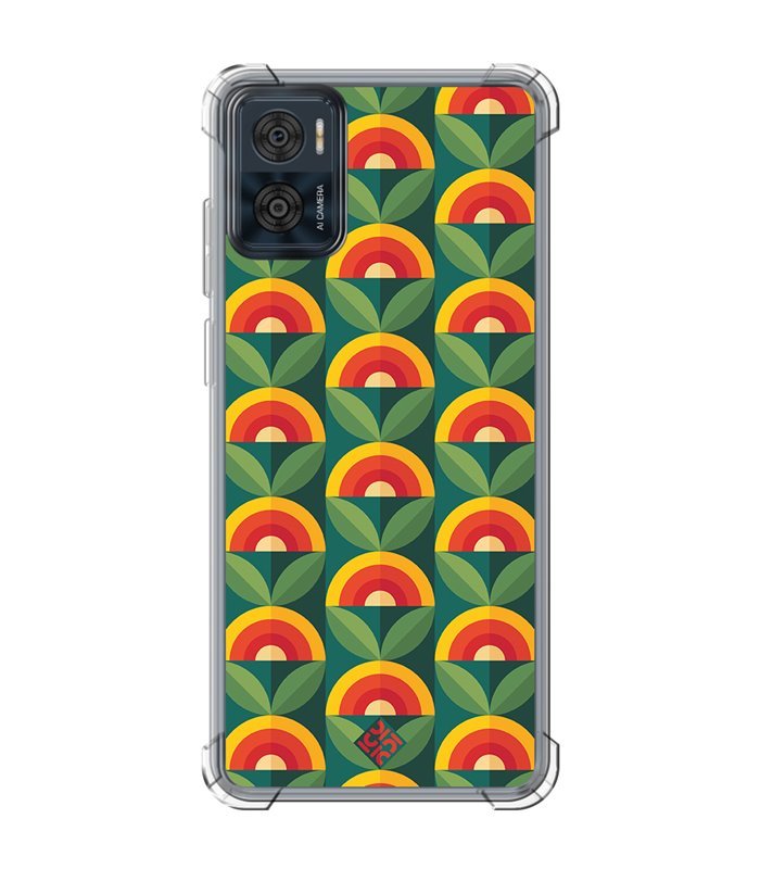 Funda Antigolpe [ Motorola Moto E22 ] Dibujos Retro [ Diseño Flor - Retro ] Esquina Reforzada Silicona