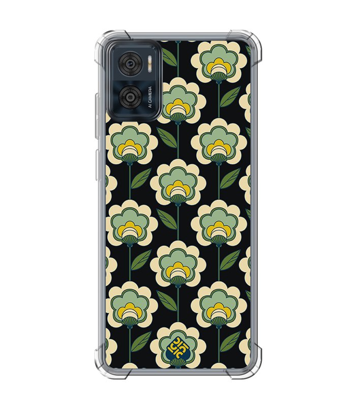 Funda Antigolpe [ Motorola Moto E22 ] Dibujos Retro [ Planta Verde - Retro ] Esquina Reforzada Silicona