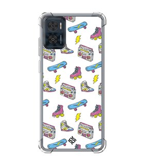 Funda Antigolpe [ Motorola Moto E22 ] Dibujo Tendencias [ Skate Patines Años 90 ] Esquina Reforzada Silicona 