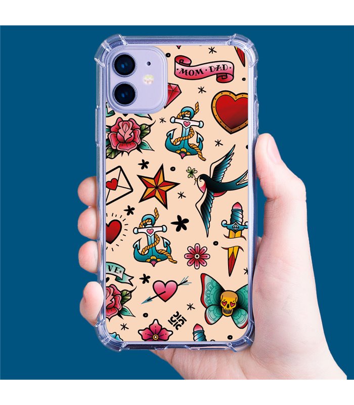 Funda Antigolpe [ Motorola Moto E22 ] Dibujo Tendencias [ Tatuajes Clásicos ] Esquina Reforzada Silicona 1.5mm