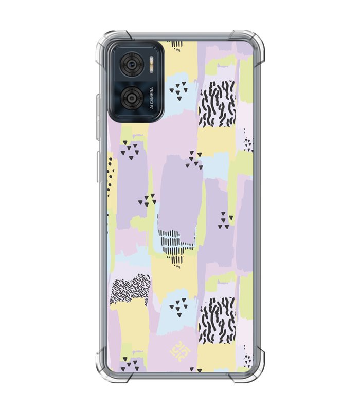 Funda Antigolpe [ Motorola Moto E22 ] Dibujo Tendencias [ Patron Pinceladas Coloridas Con Estampado ] Reforzada