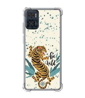 Funda Antigolpe [ Motorola Moto E22 ] Dibujo Tendencias [ Tigre - Be Wild ] Esquina Reforzada Silicona 1.5mm