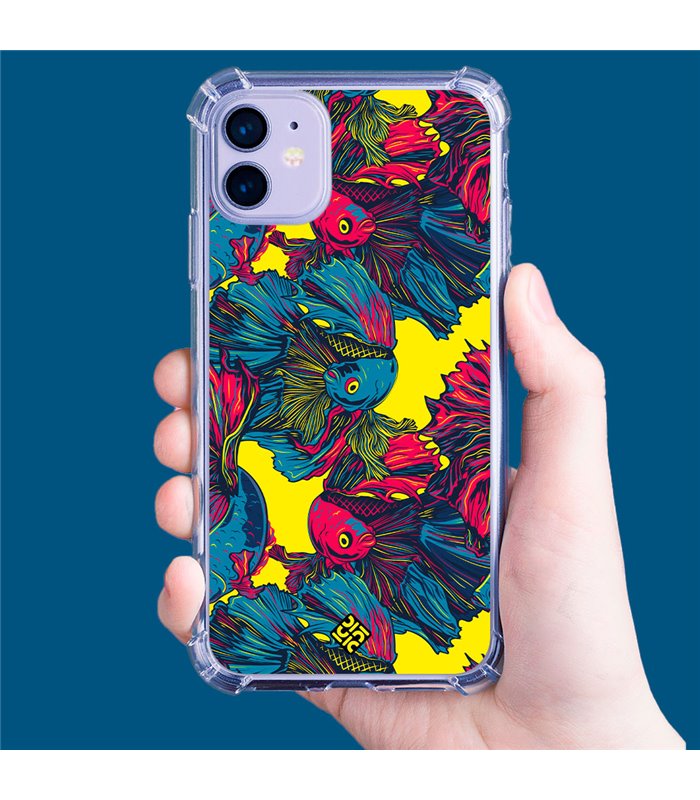 Funda Antigolpe [ Motorola Moto E22 ] Dibujo Auténtico [ Patrón de Pescado Betta ] Esquina Reforzada Silicona 