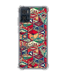 Funda Antigolpe [ Motorola Moto E22 ] Dibujo Auténtico [ Diseño Doodle Arte con Elementos Ornamentales ] 