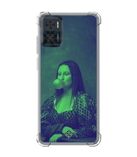 Funda Antigolpe [ Motorola Moto E22 ] Dibujo Auténtico [ Mona Lisa Moderna ] Esquina Reforzada Silicona 1.5mm 