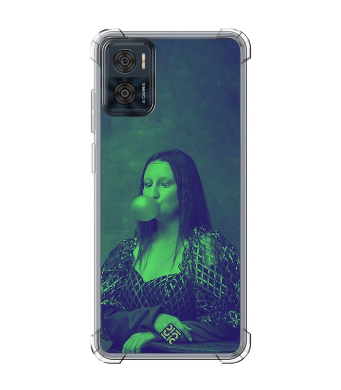 Funda Antigolpe [ Motorola Moto E22 ] Dibujo Auténtico [ Mona Lisa Moderna ] Esquina Reforzada Silicona 1.5mm 