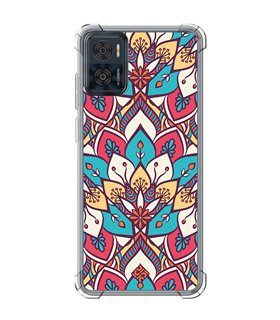 Funda Antigolpe [ Motorola Moto E22 ] Dibujo Auténtico [ Mosaico Floral Mandala ] Esquina Reforzada Silicona 1.5