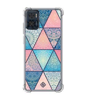 Funda Antigolpe [ Motorola Moto E22 ] Dibujo Auténtico [ Mosaico Triangular Mandala ] Esquina Reforzada 1.5