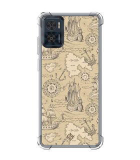 Funda Antigolpe [ Motorola Moto E22 ] Dibujo Auténtico [ Estampado Vintage de Viajes, Aventura ]  Reforzada 1.5