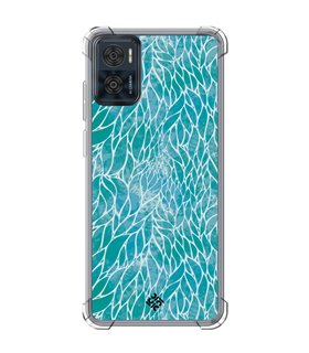 Funda Antigolpe [ Motorola Moto E22 ] Dibujo Auténtico [ Patron Abstracto Azul ] Esquina Reforzada Silicona 1.5