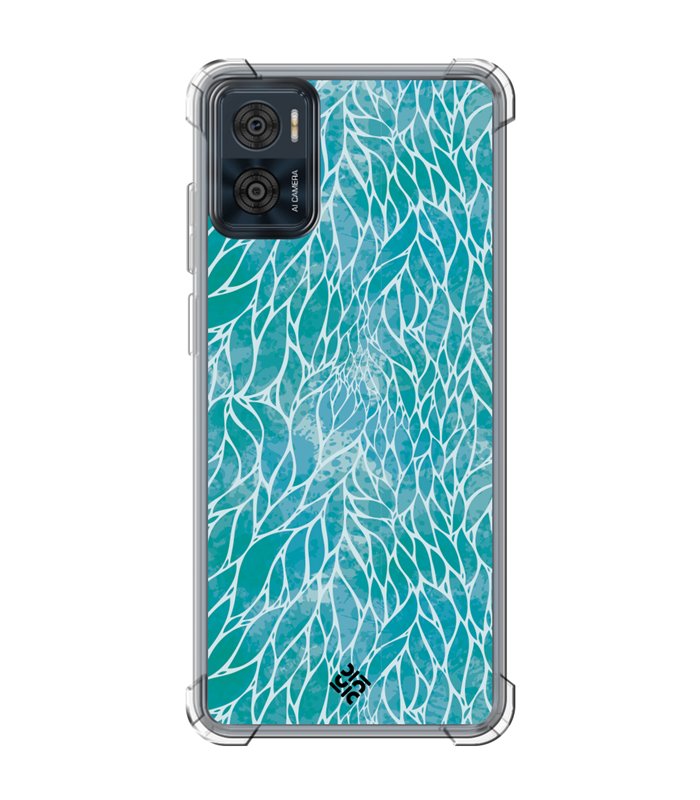 Funda Antigolpe [ Motorola Moto E22 ] Dibujo Auténtico [ Patron Abstracto Azul ] Esquina Reforzada Silicona 1.5