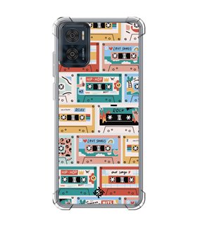 Funda Antigolpe [ Motorola Moto E22 ] Dibujo Auténtico [ Cintas de Cassette ] Esquina Reforzada Silicona 1.5