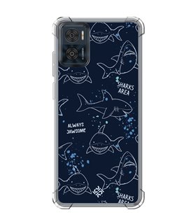 Funda Antigolpe [ Motorola Moto E22 ] Dibujo Auténtico [ Sharks Area ] Esquina Reforzada Silicona 1.5