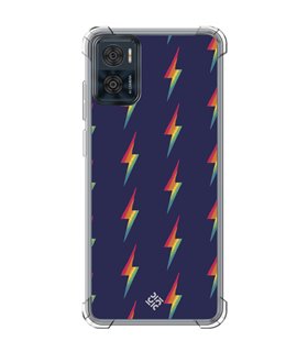 Funda Antigolpe [ Motorola Moto E22 ] Dibujo Auténtico [ Rayos de Colores ] Esquina Reforzada Silicona 1.5