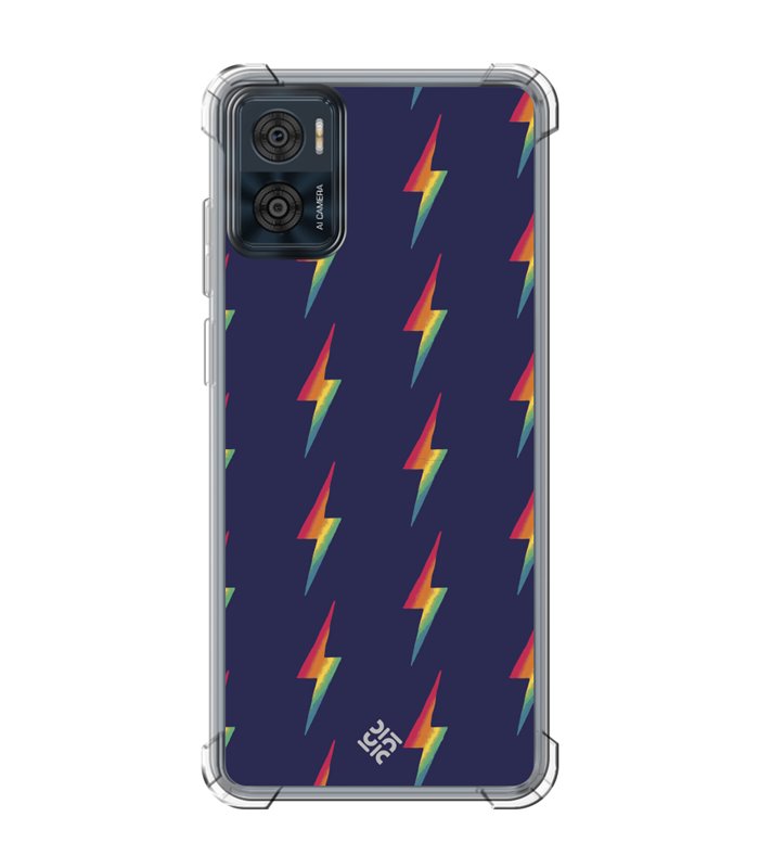 Funda Antigolpe [ Motorola Moto E22 ] Dibujo Auténtico [ Rayos de Colores ] Esquina Reforzada Silicona 1.5