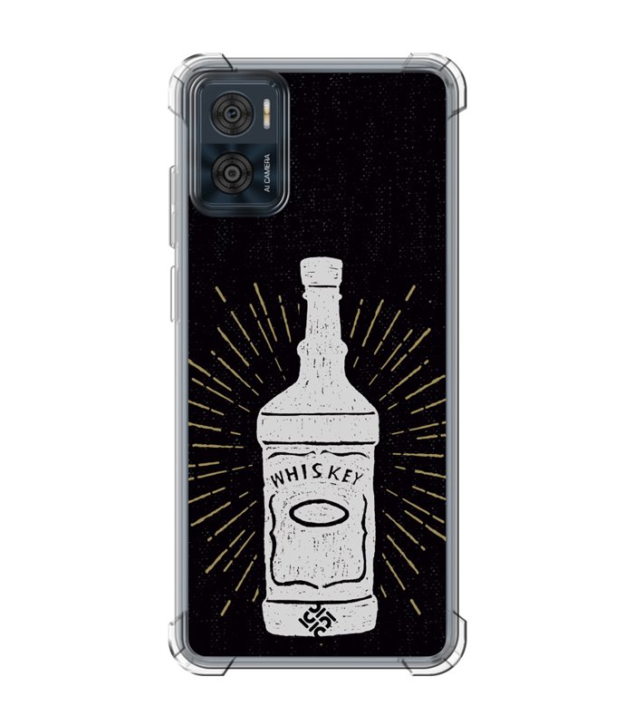 Funda Antigolpe [ Motorola Moto E22 ] Dibujo Auténtico [ Whiskey ] Esquina Reforzada Silicona 1.5