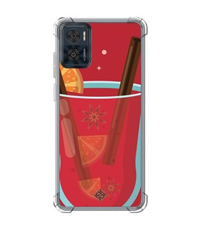 Funda Antigolpe [ Motorola Moto E22 ] Dibujo Auténtico [ Vino Caliente ] Esquina Reforzada Silicona 1.5