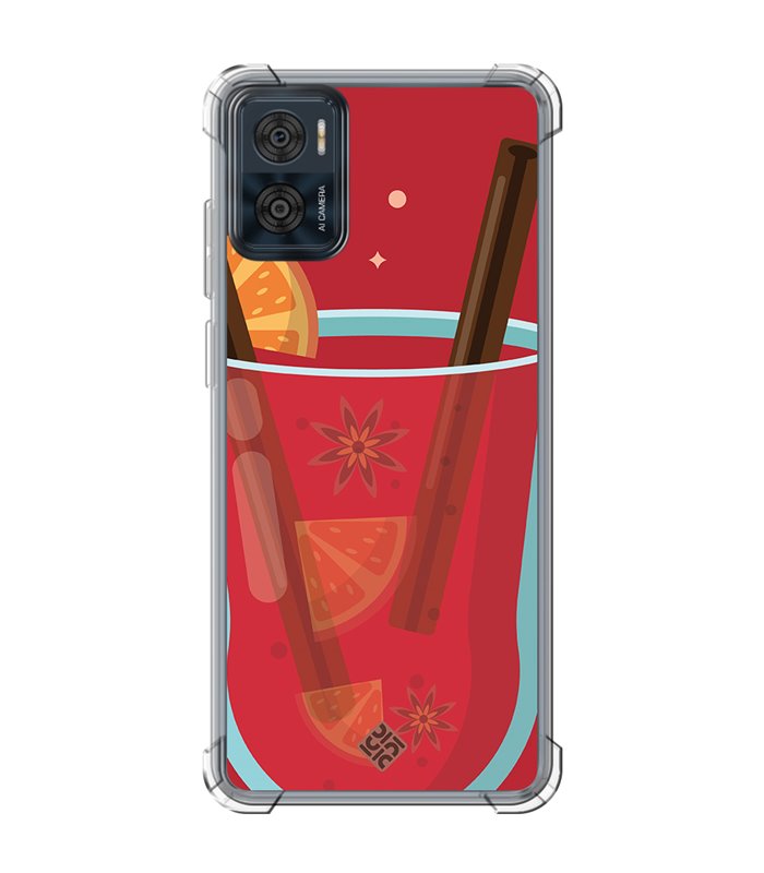 Funda Antigolpe [ Motorola Moto E22 ] Dibujo Auténtico [ Vino Caliente ] Esquina Reforzada Silicona 1.5