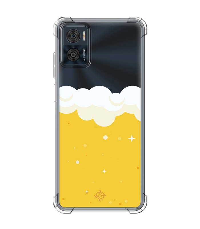 Funda Antigolpe [ Motorola Moto E22 ] Dibujo Auténtico [ Cerveza ] Esquina Reforzada Silicona 1.5