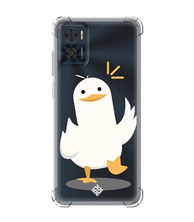 Funda Antigolpe [ Motorola Moto E22 ] Dibujo Auténtico [ Pato Caminando ] Esquina Reforzada Silicona 1.5