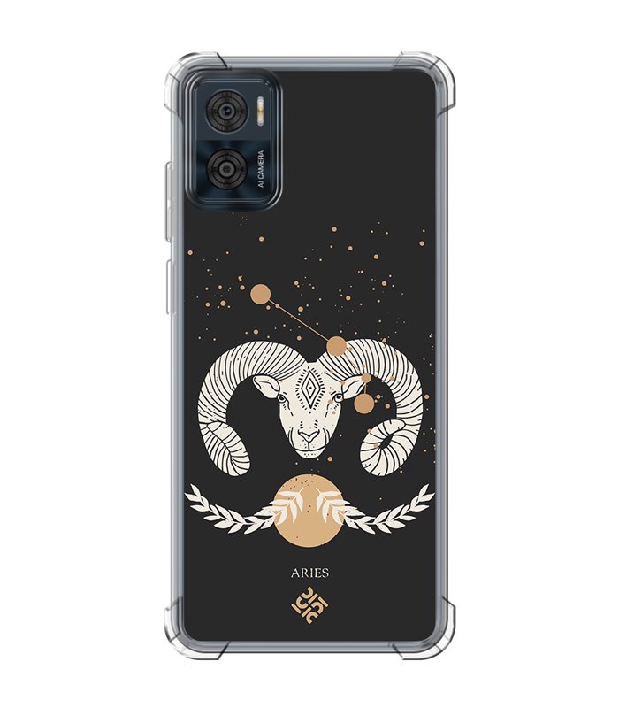 Funda Antigolpe [ Motorola Moto E22 ] Dibujo Zodiaco [ Signo Zodiacal - Aries ] Esquina Reforzada Silicona 1.5mm 