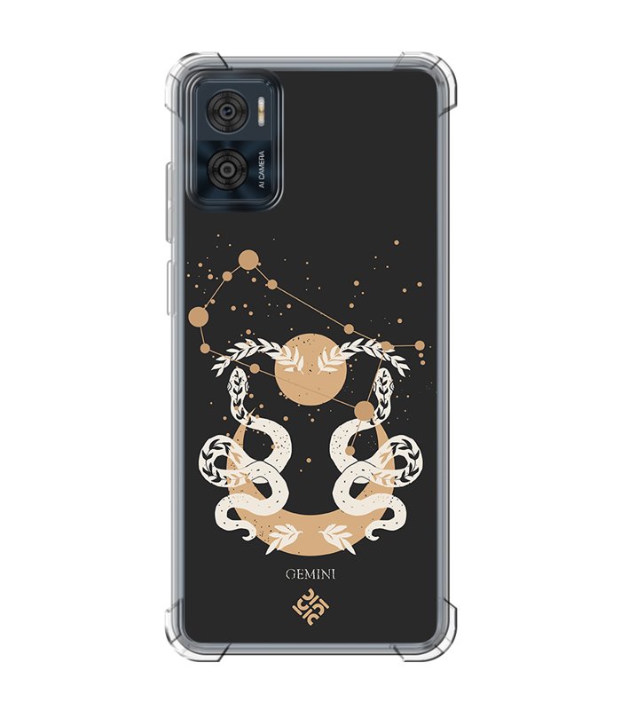 Funda Antigolpe [ Motorola Moto E22 ] Dibujo Zodiaco [ Signo Zodiacal - Geminis ] Esquina Reforzada Silicona 1.5