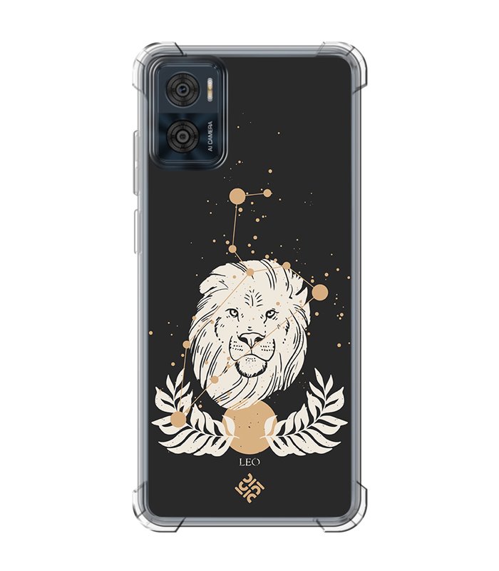 Funda Antigolpe [ Motorola Moto E22 ] Dibujo Zodiaco [ Signo Zodiacal - Leo ] Esquina Reforzada Silicona 1.5