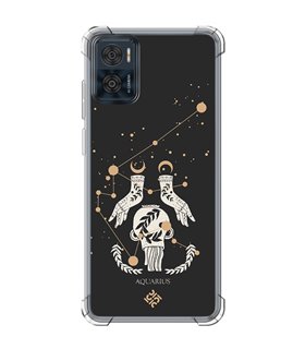 Funda Antigolpe [ Motorola Moto E22 ] Dibujo Zodiaco [ Signo Zodiacal - Acuario ] Esquina Reforzada 1.5