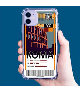 Funda Antigolpe [ Motorola Moto E22 ] Billete de Avión [ Roma ] Esquina Reforzada Silicona 1.5mm