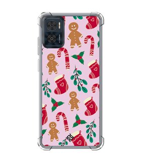 Funda Antigolpe [ Motorola Moto E22 ] Fondo Navidad [ Galleta Christmas Baston Caramelo ] Esquina Reforzada Silicona 1.5mm