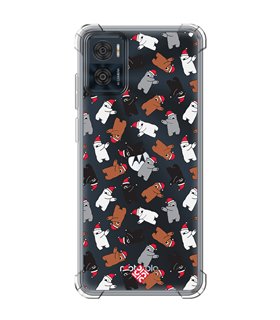 Funda Antigolpe [ Motorola Moto E22 ] Fondo Navidad [ Bear Dab ] Esquina Reforzada Silicona 1.5mm