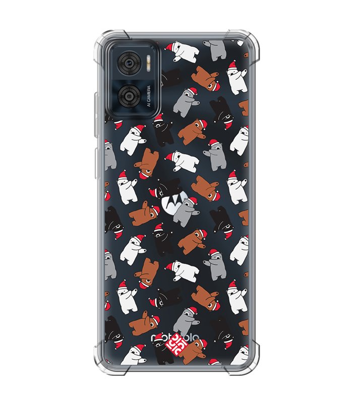 Funda Antigolpe [ Motorola Moto E22 ] Fondo Navidad [ Bear Dab ] Esquina Reforzada Silicona 1.5mm