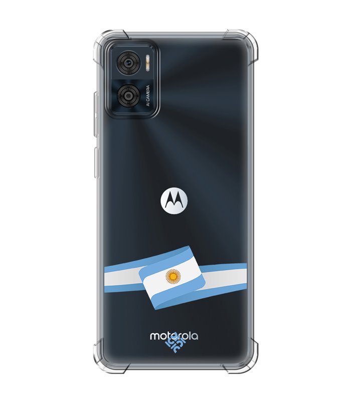 Funda Antigolpe [ Motorola Moto E22 ] Bandera Paises [ Bandera Argentina ] Esquina Reforzada Silicona 1.5mm