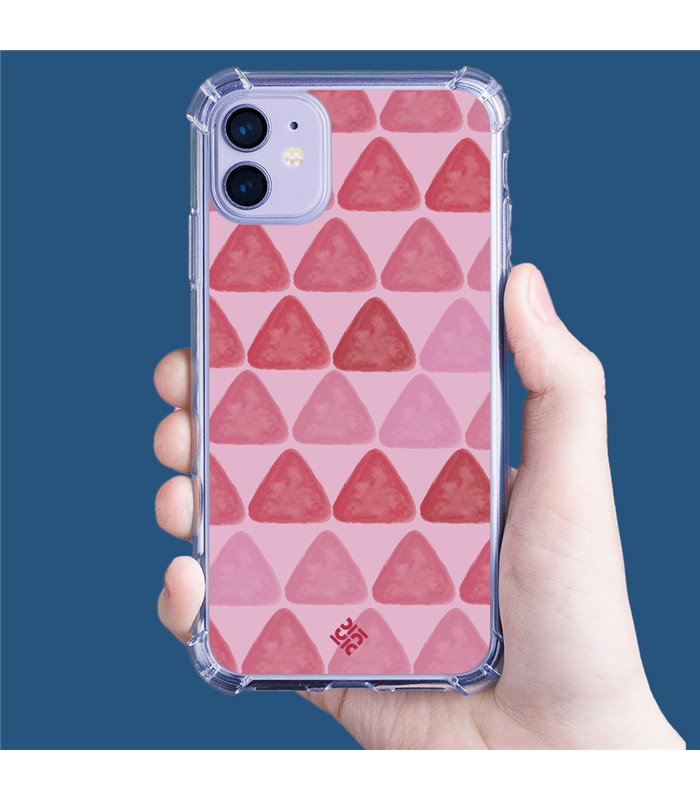 Funda Antigolpe [ Motorola Moto E22 ] Color del Año Magenta [ Triángulos Magenta - Patrón de Triángulos - Estilo Acuarela ] 