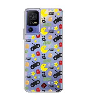 Funda para [ TCL 40 SE ] Dibujo Auténtico [ Comecocos ] de Silicona Flexible para Smartphone