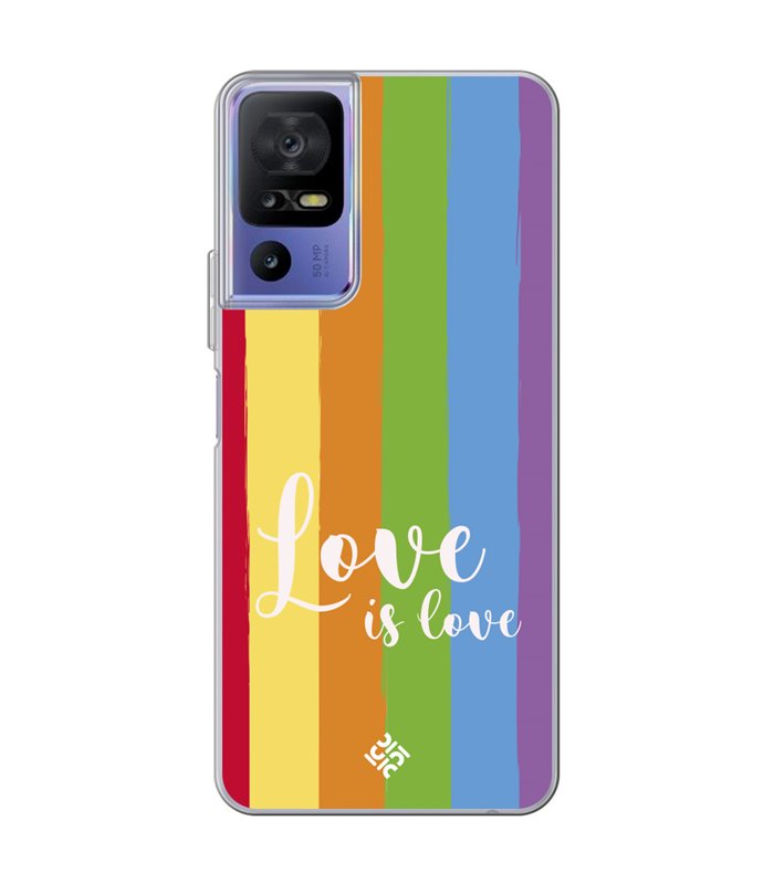 Funda para [ TCL 40 SE ] Dibujo Auténtico [ Love is Love - Arcoiris ] de Silicona Flexible para Smartphone