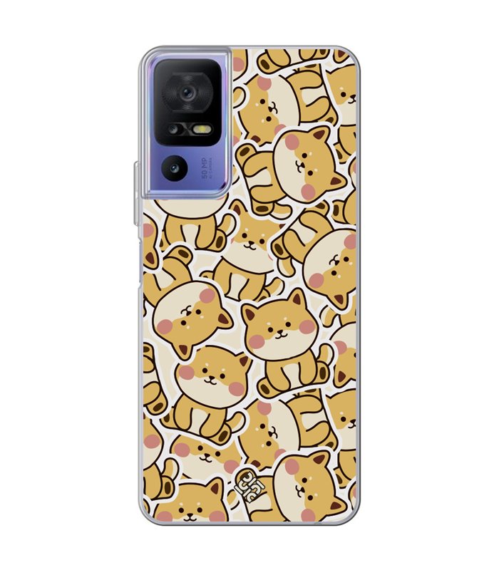 Funda para [ TCL 40 SE ] Dibujo Cute [ Pegatinas Perrito Shiba ] de Silicona Flexible para Smartphone