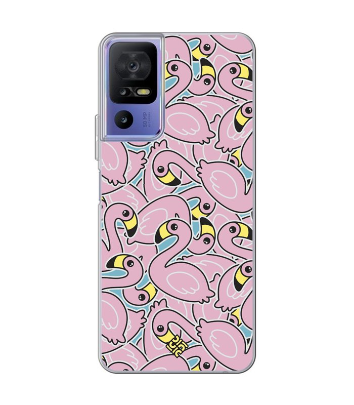 Funda para [ TCL 40 SE ] Dibujo Cute [ Pegatinas Flamenco ] de Silicona Flexible para Smartphone