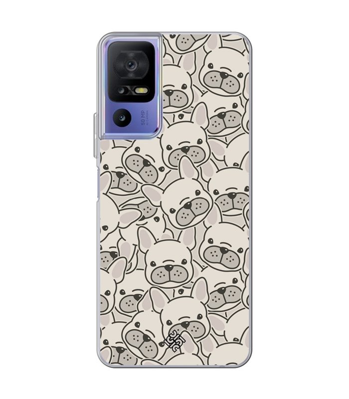 Funda para [ TCL 40 SE ] Dibujo Cute [ Pegatinas Perrito Bulldog Frances ] de Silicona Flexible para Smartphone