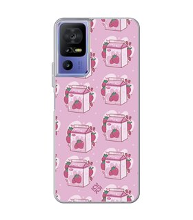 Funda para [ TCL 40 SE ] Dibujo Cute [ Brick Leche de Fresa ] de Silicona Flexible para Smartphone