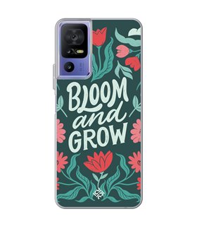 Funda para [ TCL 40 SE ] Dibujo Frases Guays [ Flores Bloom and Grow ] de Silicona Flexible para Smartphone