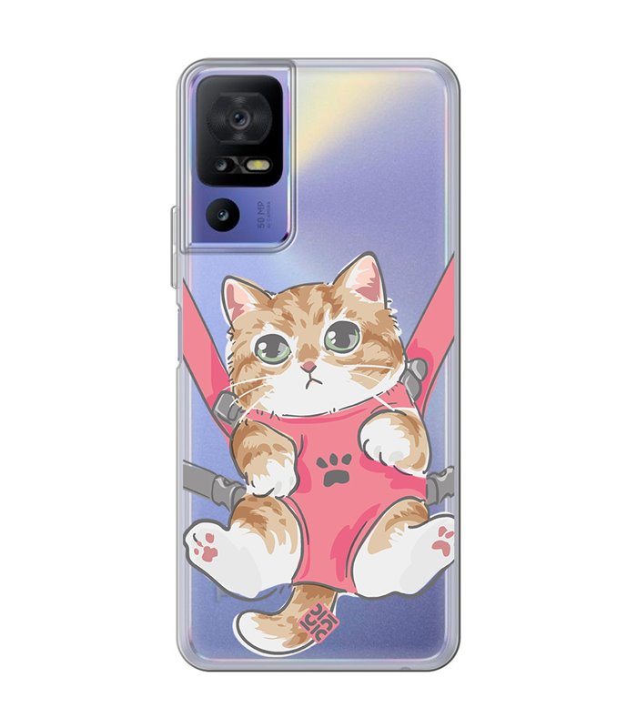 Funda para [ TCL 40 SE ] Dibujo Mascotas [ Gatito Colgante ] de Silicona Flexible para Smartphone