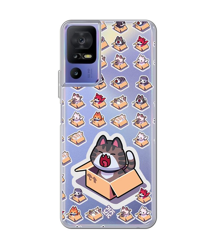 Funda para [ TCL 40 SE ] Dibujo Mascotas [ Gatos en Cajas ] de Silicona Flexible para Smartphone