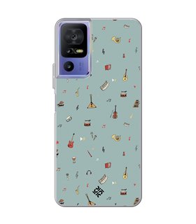 Funda para [ TCL 40 SE ] Diseño Música [ Collage Instrumentos Musicales ] de Silicona Flexible para Smartphone