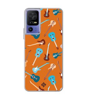 Funda para [ TCL 40 SE ] Diseño Música [ Tipos de Guitarra ] de Silicona Flexible para Smartphone